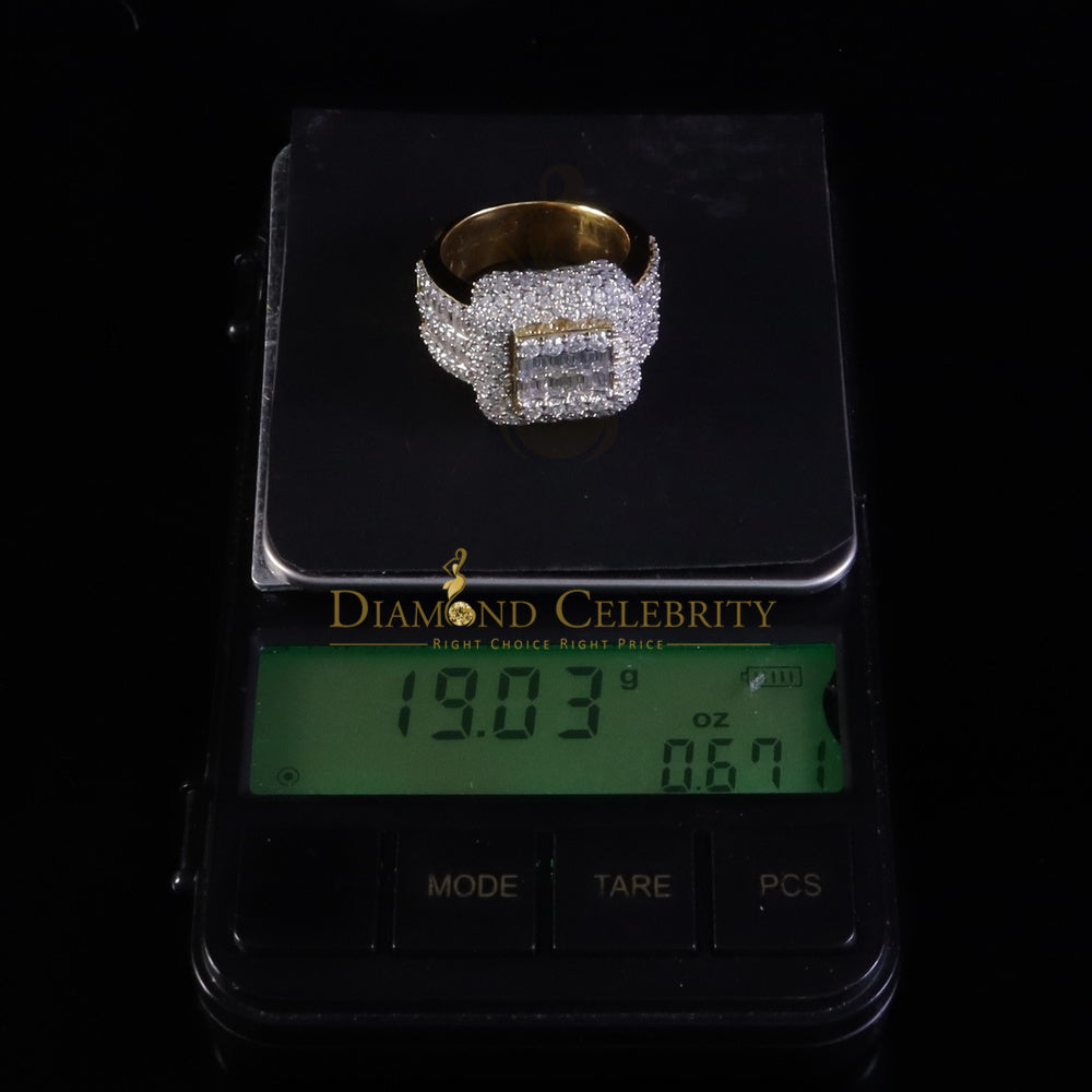 DiamondCelebritees Men's White 925 Silver 5.50ct VVS D Baguett Moissanite Square Pinky Ring Size 11