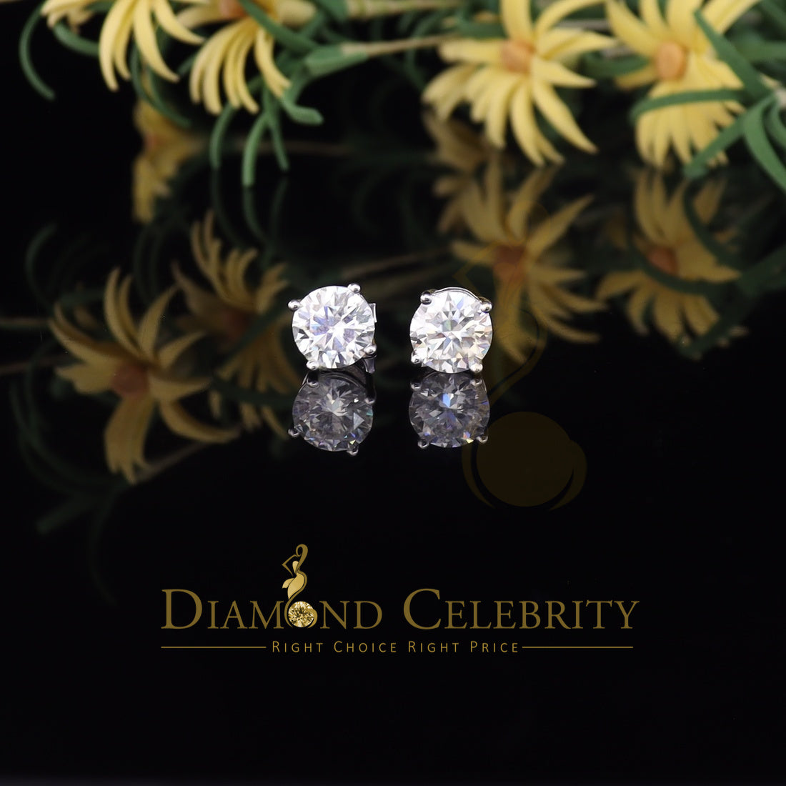 Diamondcelebritees Mens/Womens stud 925 silver White 4.50ct VVS 'D' Moissanite Stud Stud Earrings