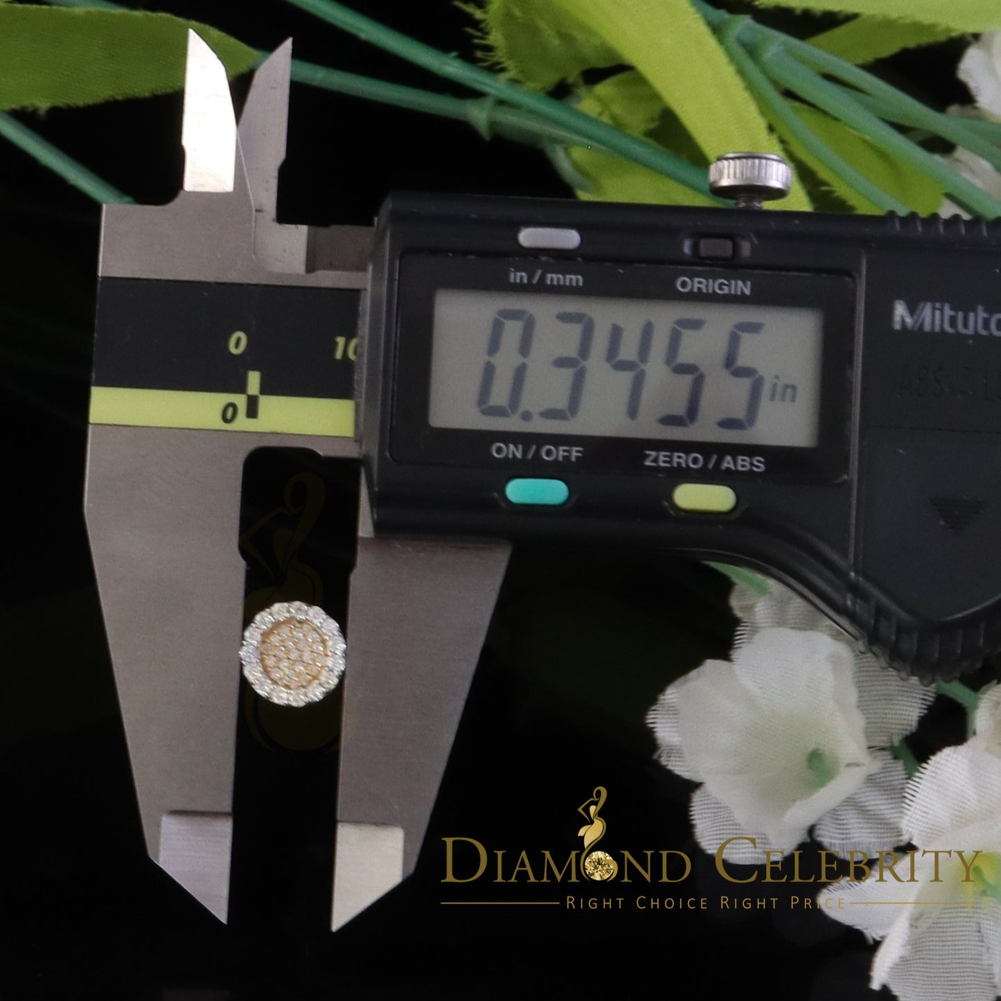 DiamondCelebritees 925 Yellow Silver 0.66ct VVS 'D' Moissanite Round Stud Earring Men's/Womens