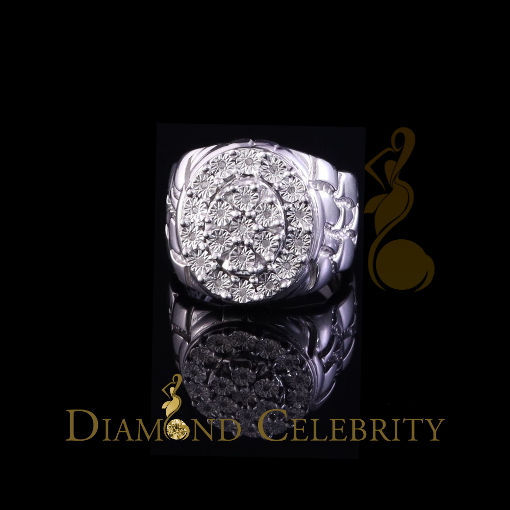 DiamondCelebritees 0.10CT Real Diamond 925 Sterling White Silver Round Womens Engagement Ring Size8