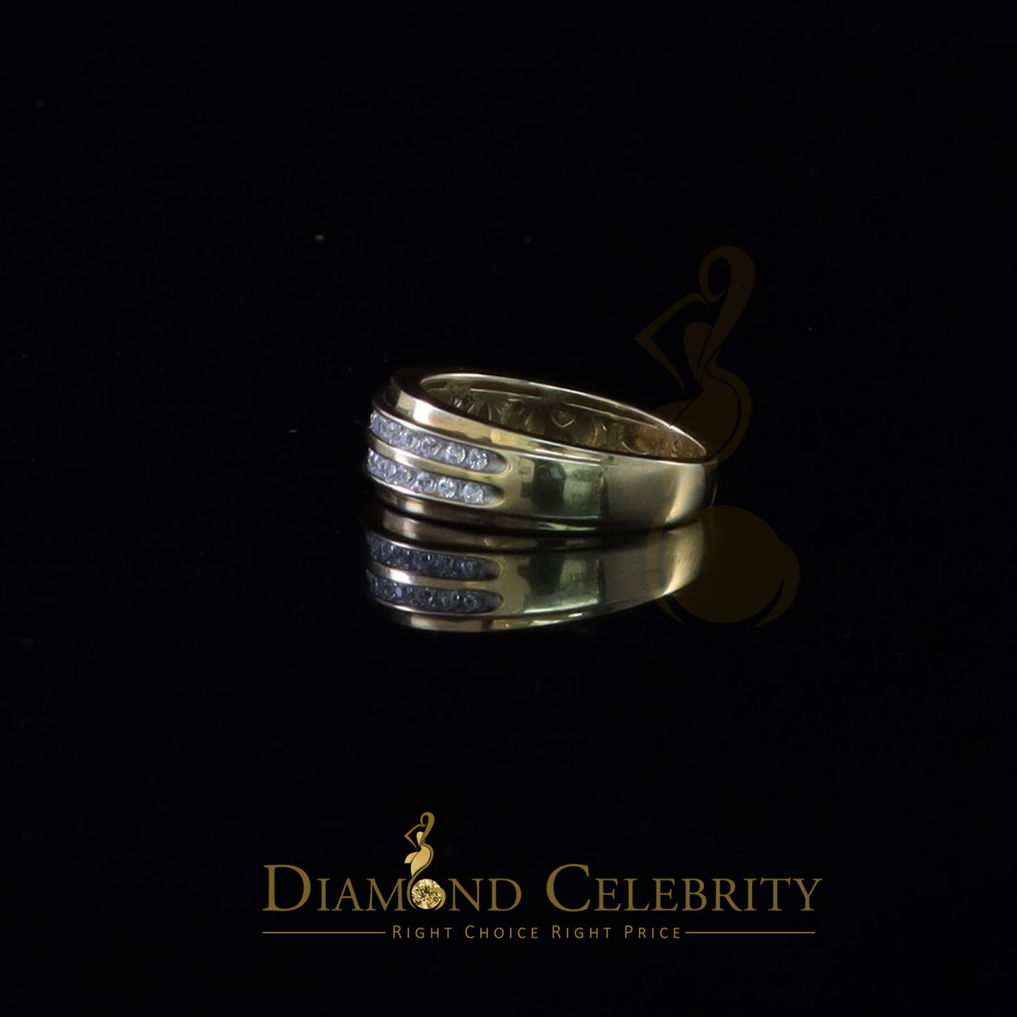 DiamondCelebritees Men's 0.50ct Cubic Zirconia Yellow 925 Sterling Silver Round Ring Size 10
