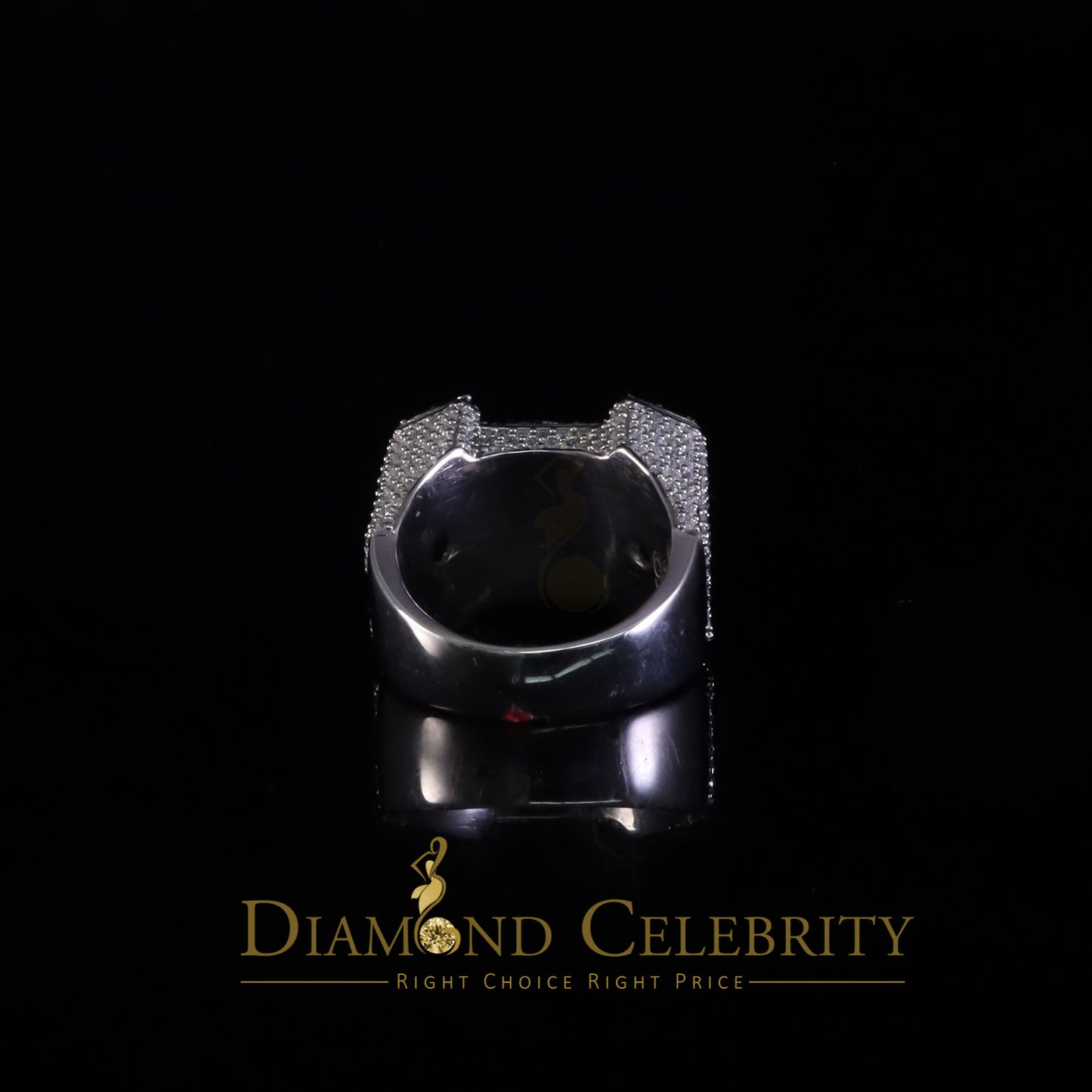 DiamondCelebritees Men's 925 White Silver 6.50ct VVS 'D' Baguette Moissanite Octagone Rings Size 10