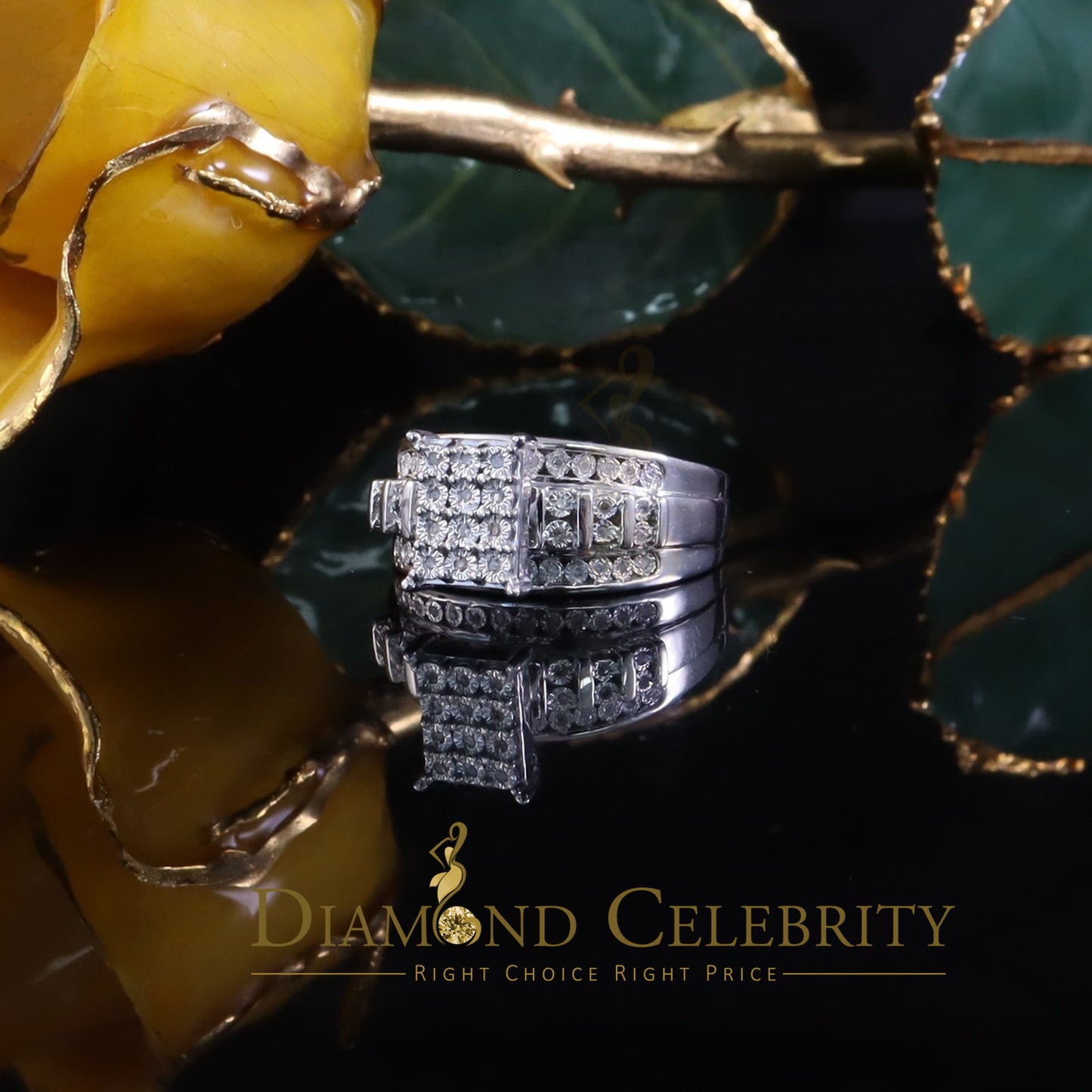 DiamondCelebritees Cinderella Rectangle Real 0.16ct Diamond 925 Silver White Womens Ring Size 8