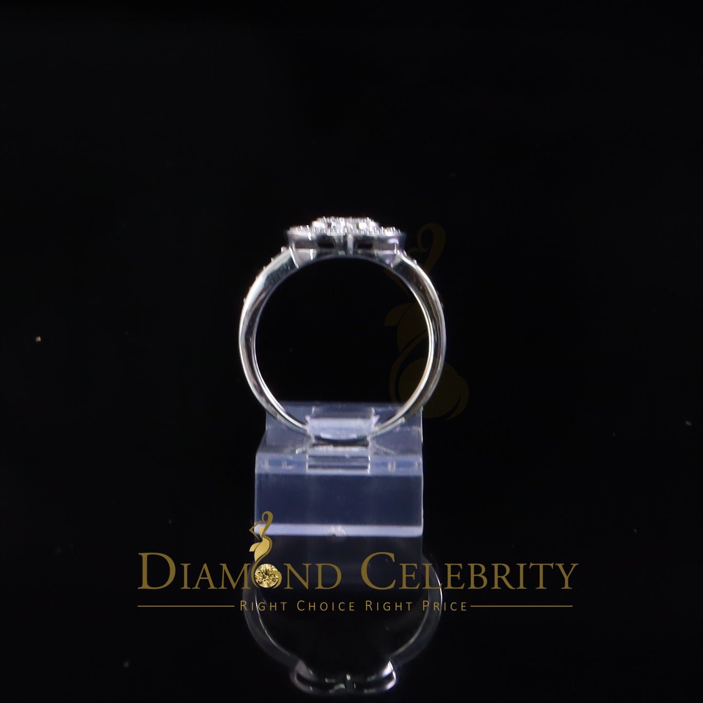 DiamondCelebritees 925 White Sterling Silver 0.15CT Diamond Shiny Engagement Heart Womens Ring SZ 7