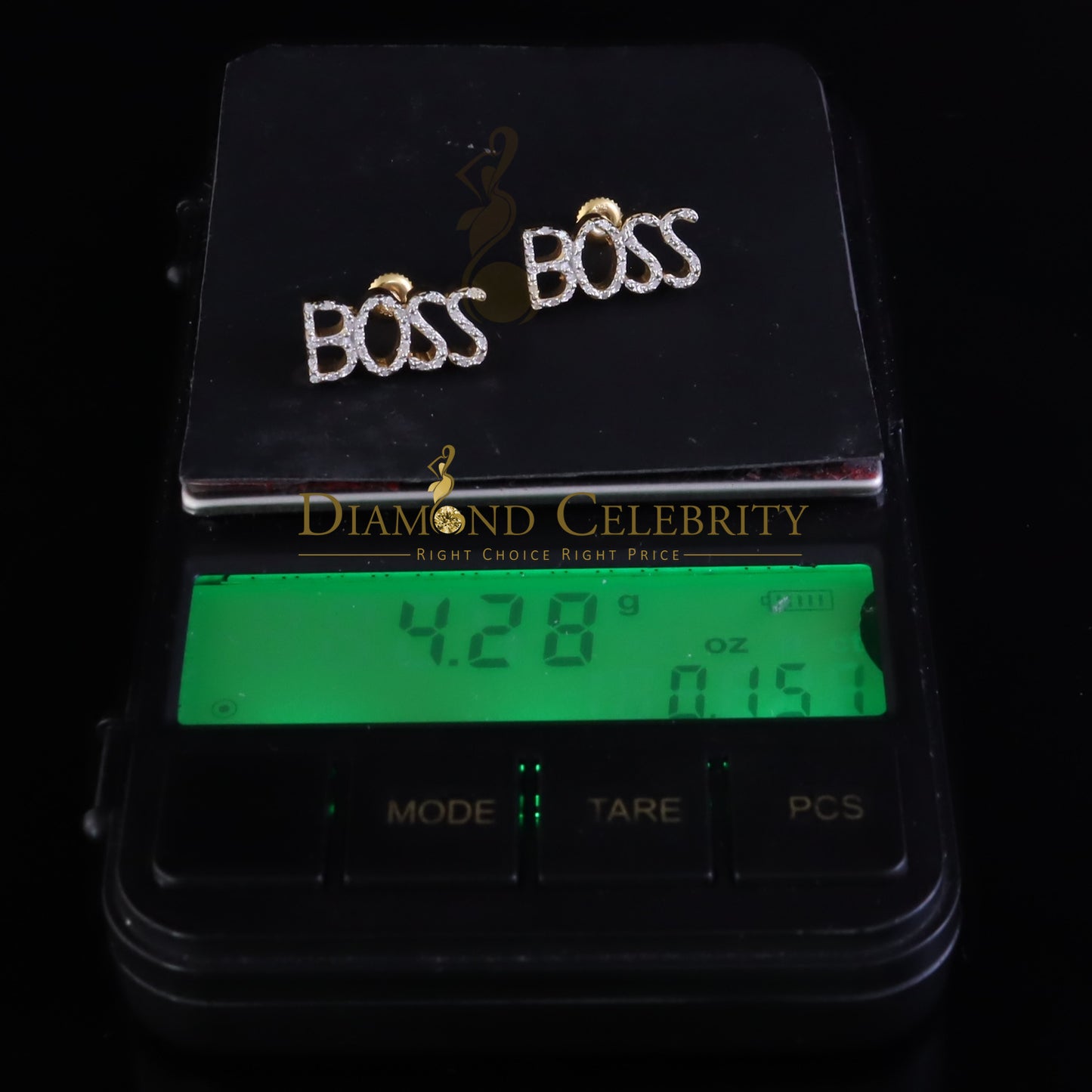 DiamondCelebritees 925 Sterling Silver Yellow Natural BOSS Women's 0.20 Ct Diamonds Stud Earrings