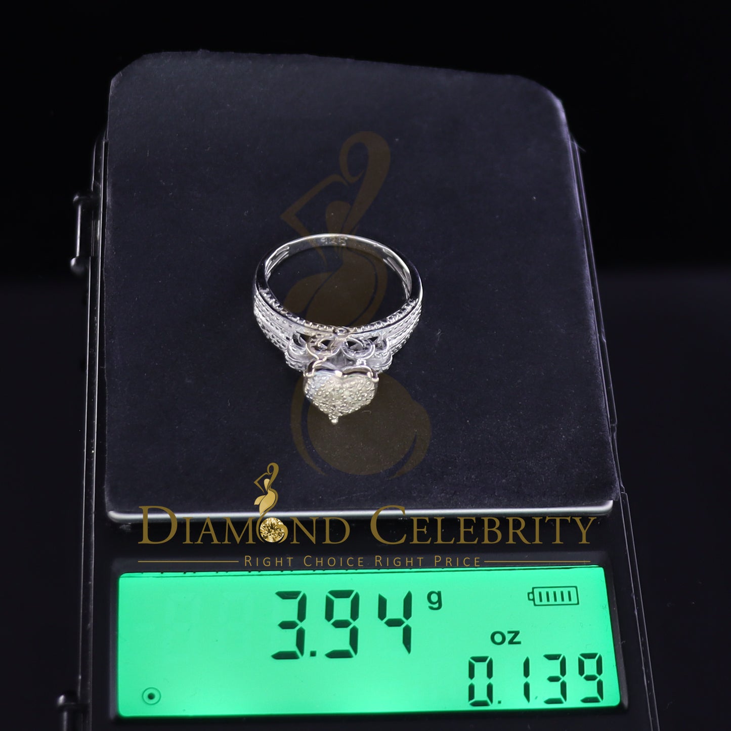 DiamondCelebritees Heart Ring SZ 7 0.10CT Real Diamond 925 Sterling White Silver Engagement Womens