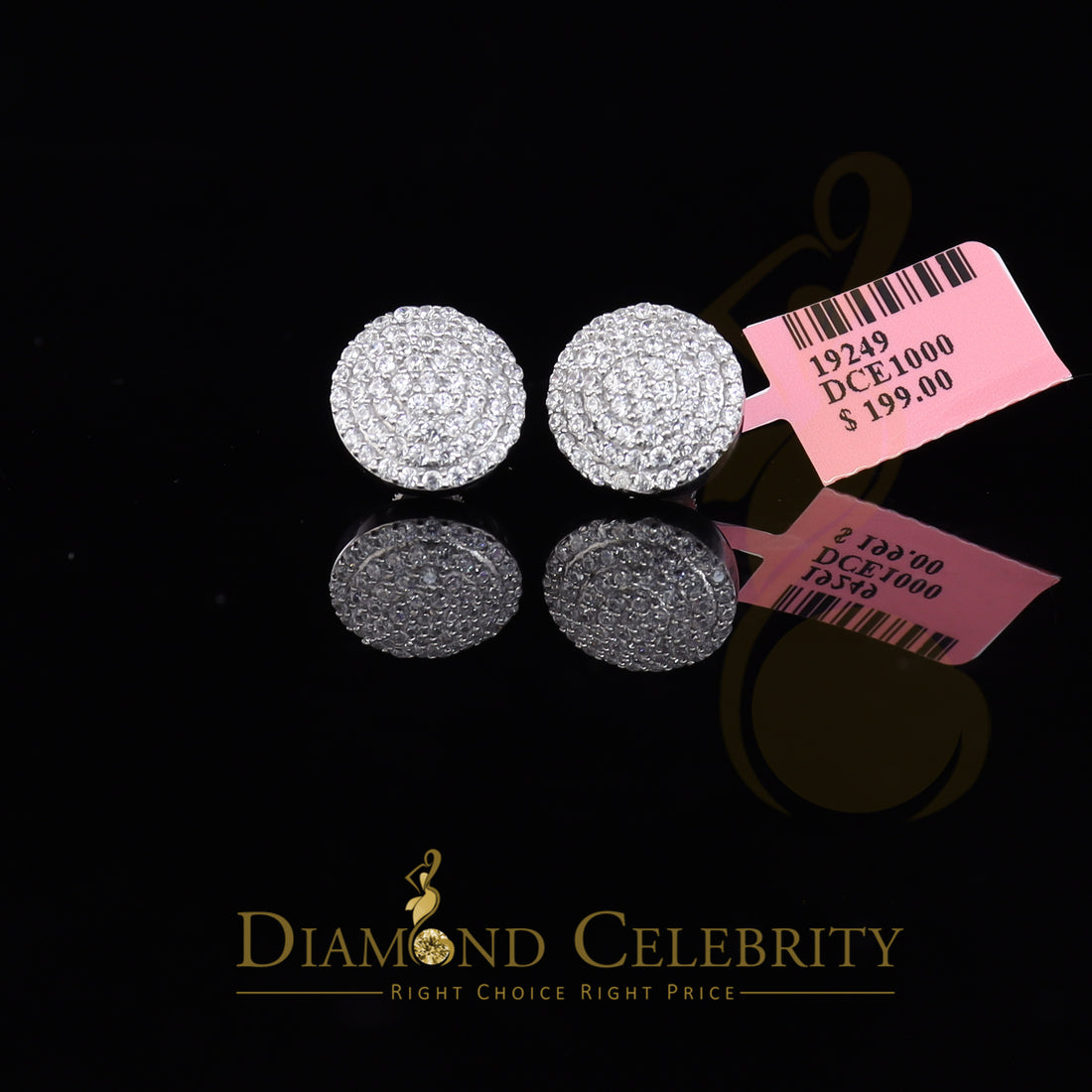 DiamondCelebritees 925 Sterling White Silver 2.44ct Cubic Zirconia Round Women's Stud Earrings