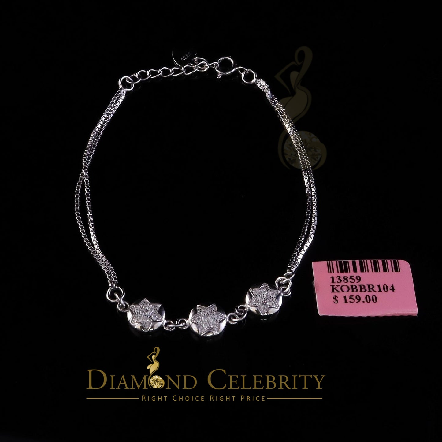 Diamondcelebritees 10K White Gold Finish Womens Silver CZ Bracelete w/ Lab Created Diamond