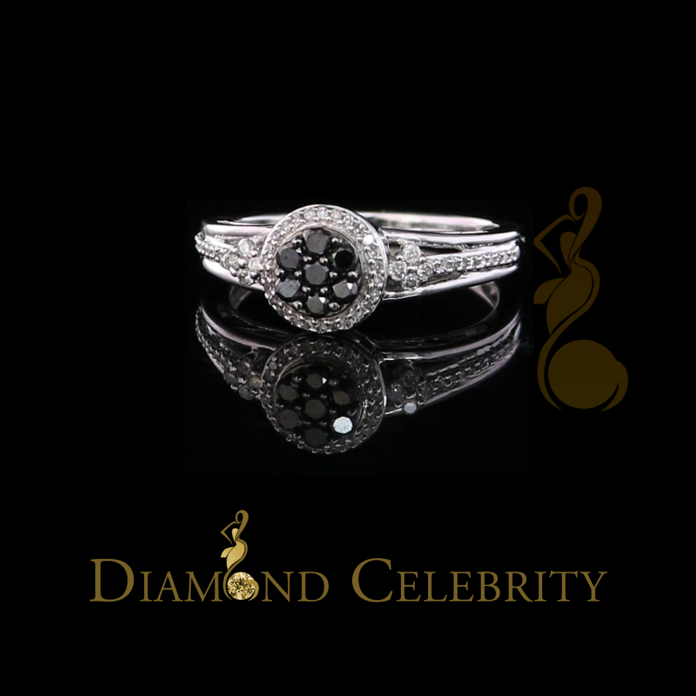 DiamondCelebritees Real 0.30CT Diamond with 10 kt White Gold CLUSTER shape Womens Ring Size 6.5