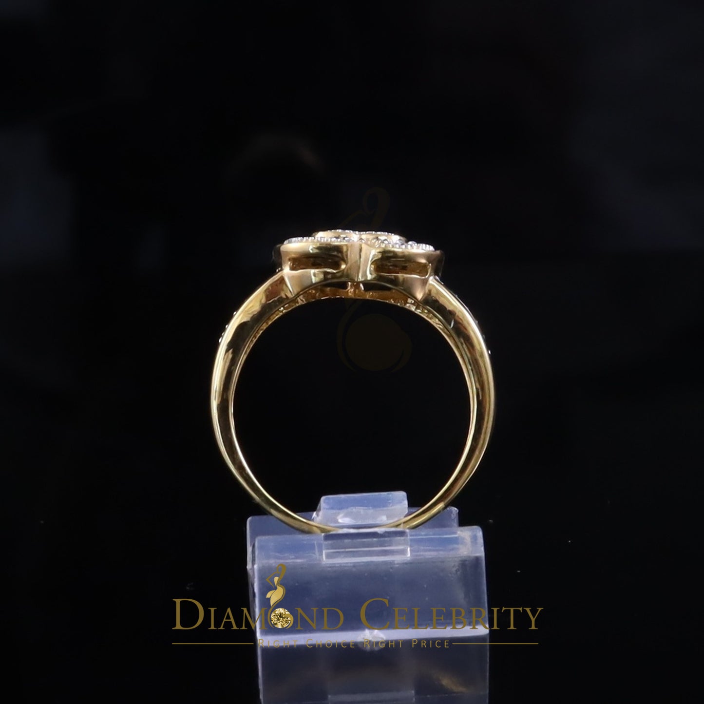 DiamondCelebritees Valentine Yellow Silver 0.15CT Real Diamond Shiny Womens Promise Heart Ring Sz 7