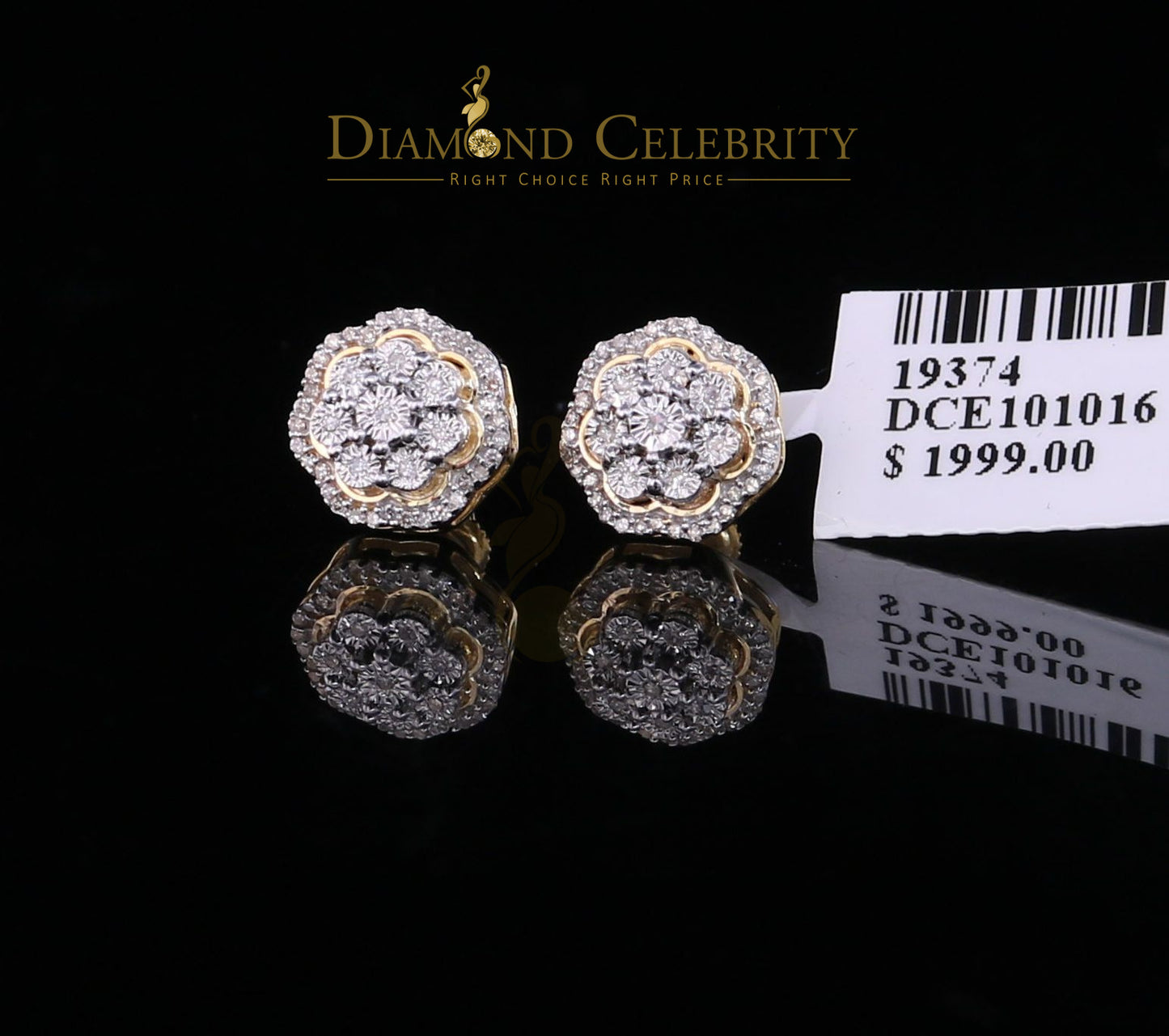 DiamondCelebritees10K Real Yellow Gold Real Diamond 0.25CT Men's/Women's Stud Micro Earring