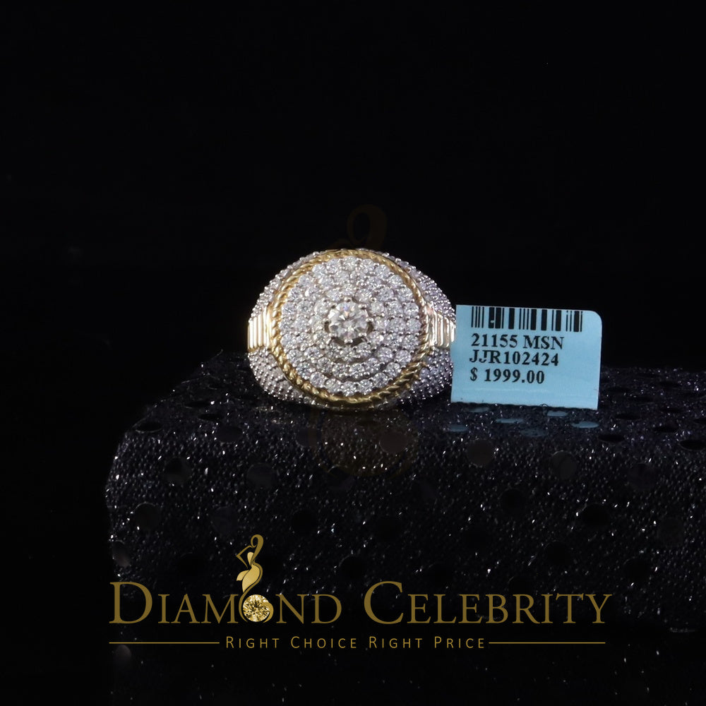 DiamondCelebritees Yellow 925 Silver 6.00ct VVS 'D' Moissanite Stone Round Rings Size 10 Men's