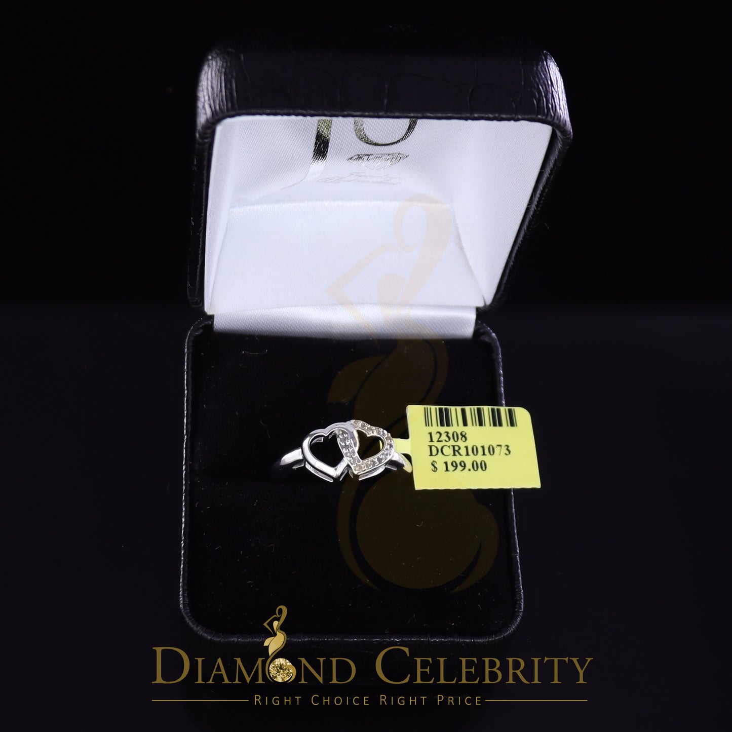 DiamondCelebritees 0.07 CT Real Diamond Womens 925 Sterling White Silver Shine Heart Ring Size 7