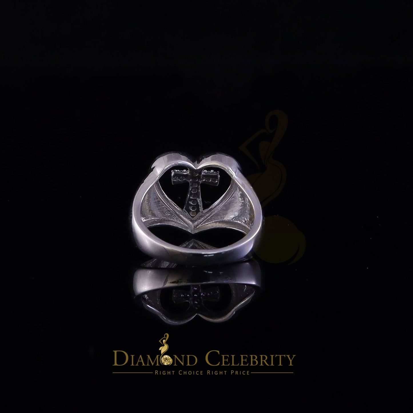 DiamondCelebritees 925 White Silver 0.12ct Cubic Zirconia Heart Engagement Womens Ring Size 7