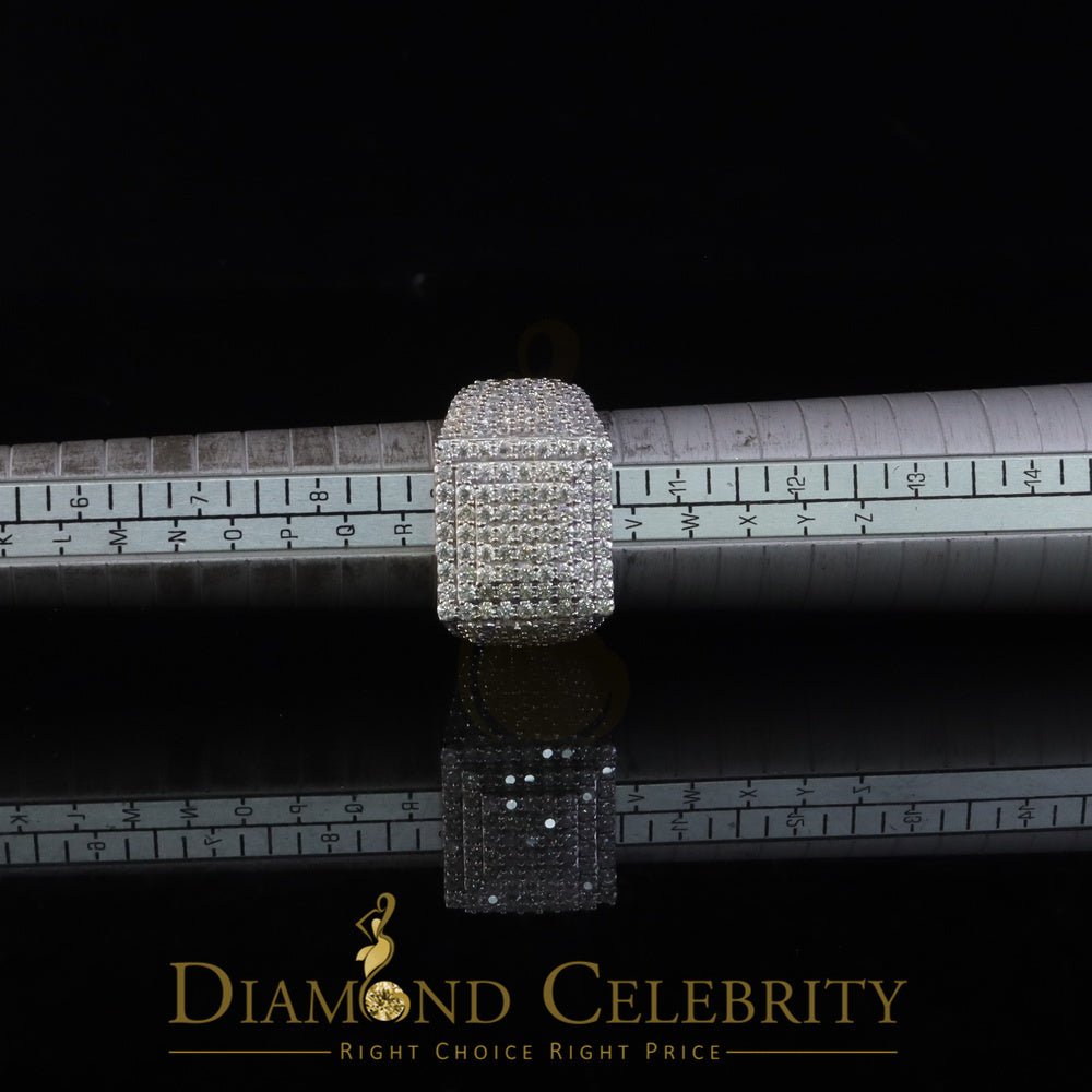 DiamondCelebritees 925 White Sterling Silver 5.00ct VVS 'D' Moissanite Square Rings SZ 10 for Men's