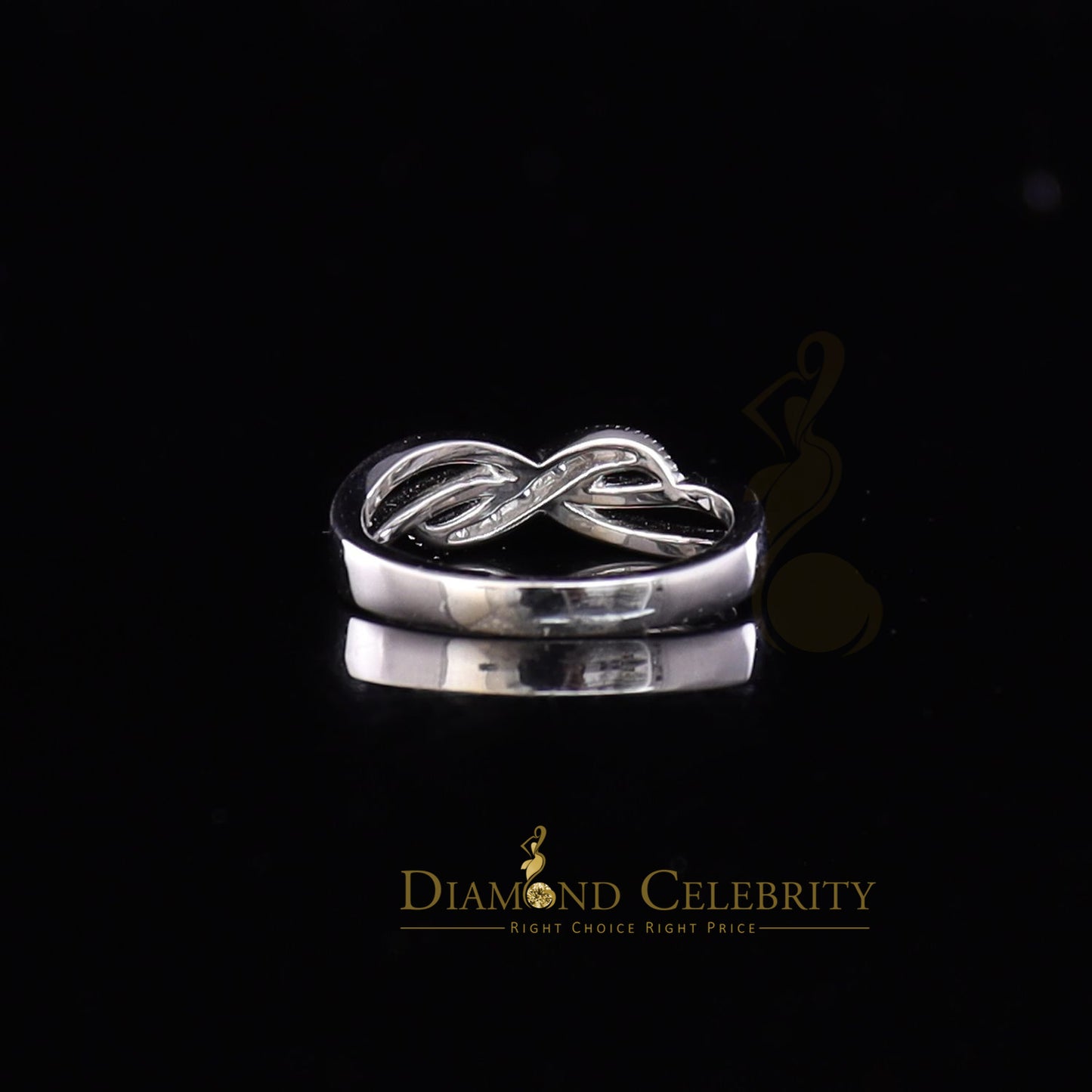 DiamondCelebritees 925 Silver White Cubic Zirconia 0.10ct Band Round Engangement Womens Ring Size 6
