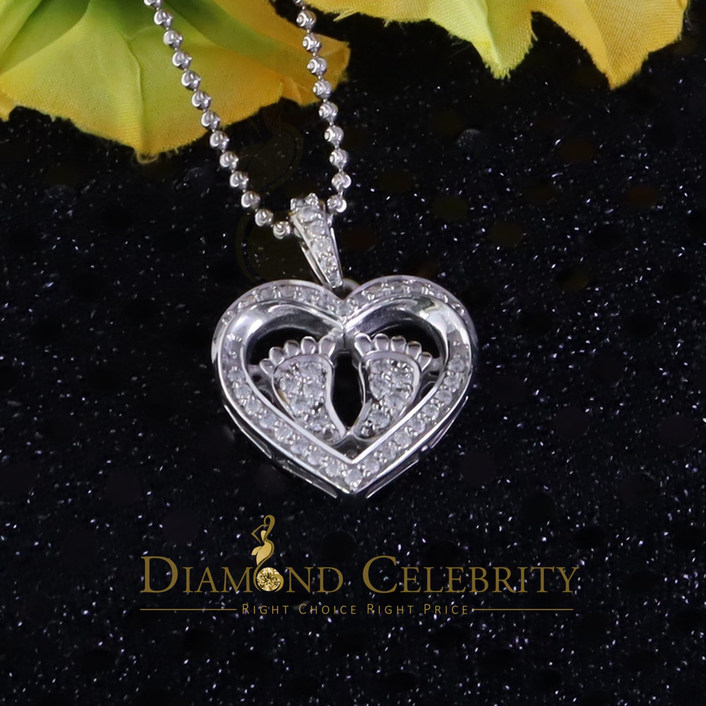Diamondcelebritees 925 Silver White Heart Child feet 1.50ct Moissanite Mom Pendant For Women VVS D