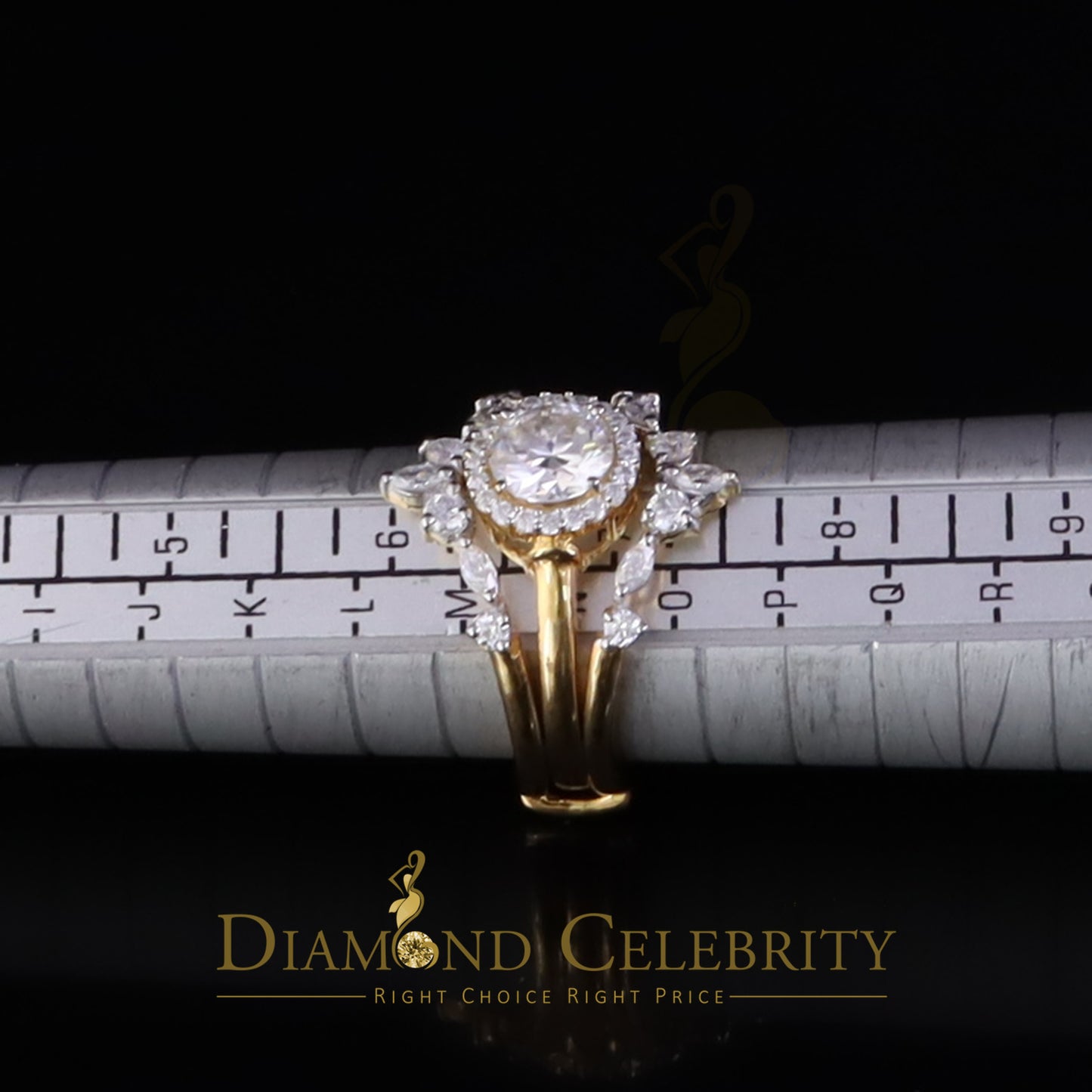 DiamondCelebritees 1.66ct Moissanite Solitaire Enhancer 925 Silver Yellow Guard WrapInsert Ring Sz7