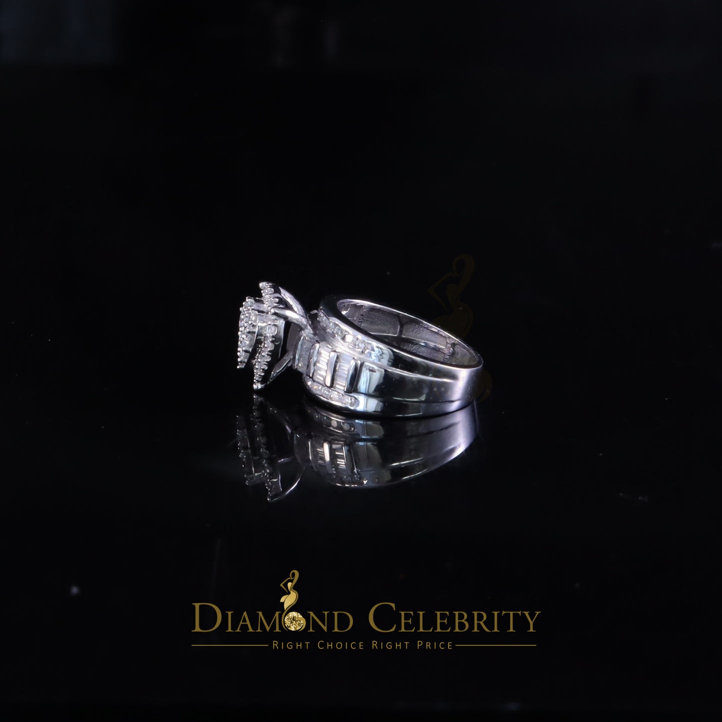 DiamondCelebritees Women's 925 White Silver 1.00ct VVS 'D' Moissanite Cinderella Heart Ring Size 7