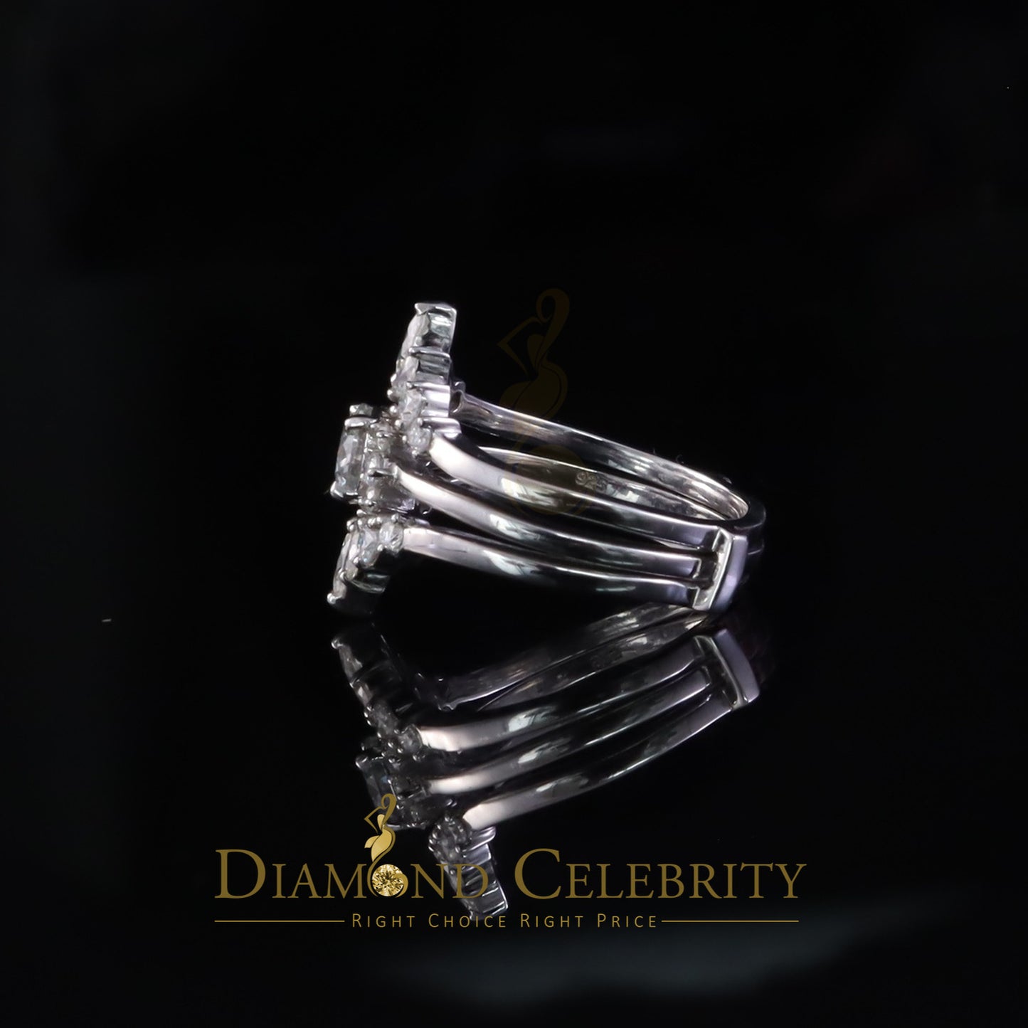 DiamondCelebritees Women 925 Silver White 1.25ct VVS D Solitaire Moissanite Bridal Insert Ring SZ 7