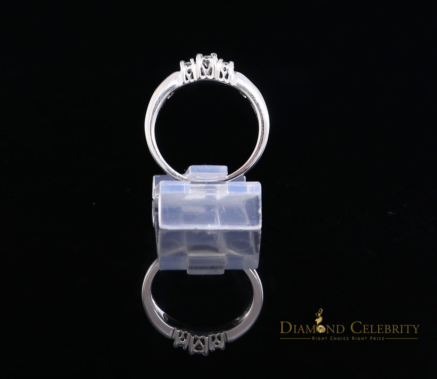 DiamondCelebritees 14KT Real White Gold with 0.50CT Real Diamond Round Shape Womens Ring Size 6.5