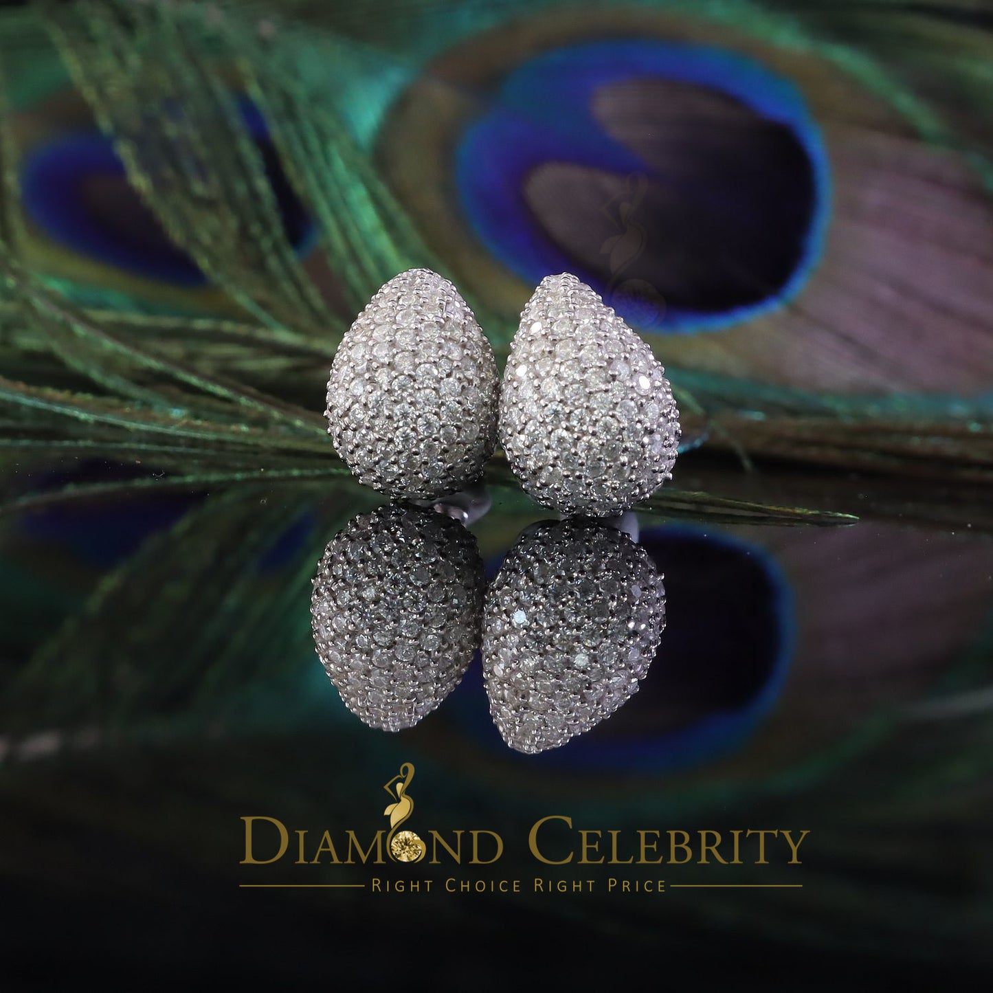 Diamondcelebritees New Fashionable 4CT VVS D Moissanite Womens 925 White Silver Tear Drop Earrings