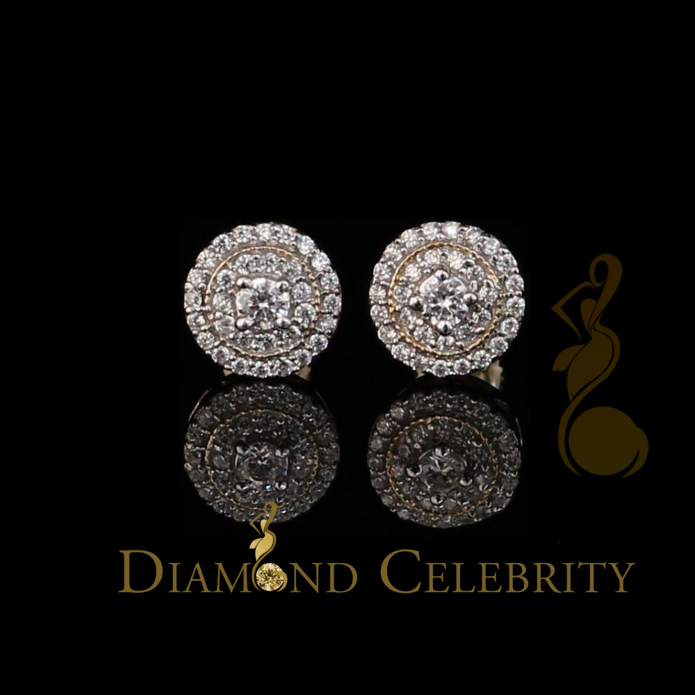 DiamondCelebritees Yellow Sterling Silver 0.78ct Cubic Zirconia Ladies 925 Hip Hop Round Earrings