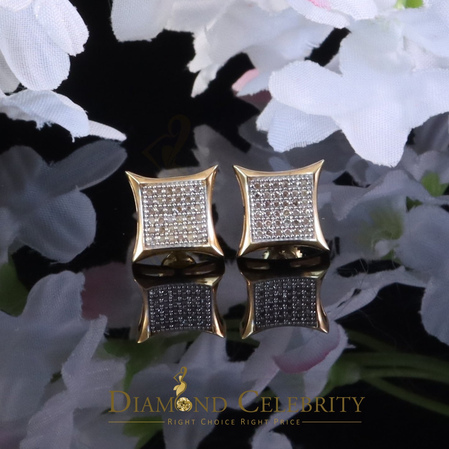 DiamondCelebritees 0.20ct Diamond 925 Sterling Silver Yellow Kite Earrings For Men's / Women's