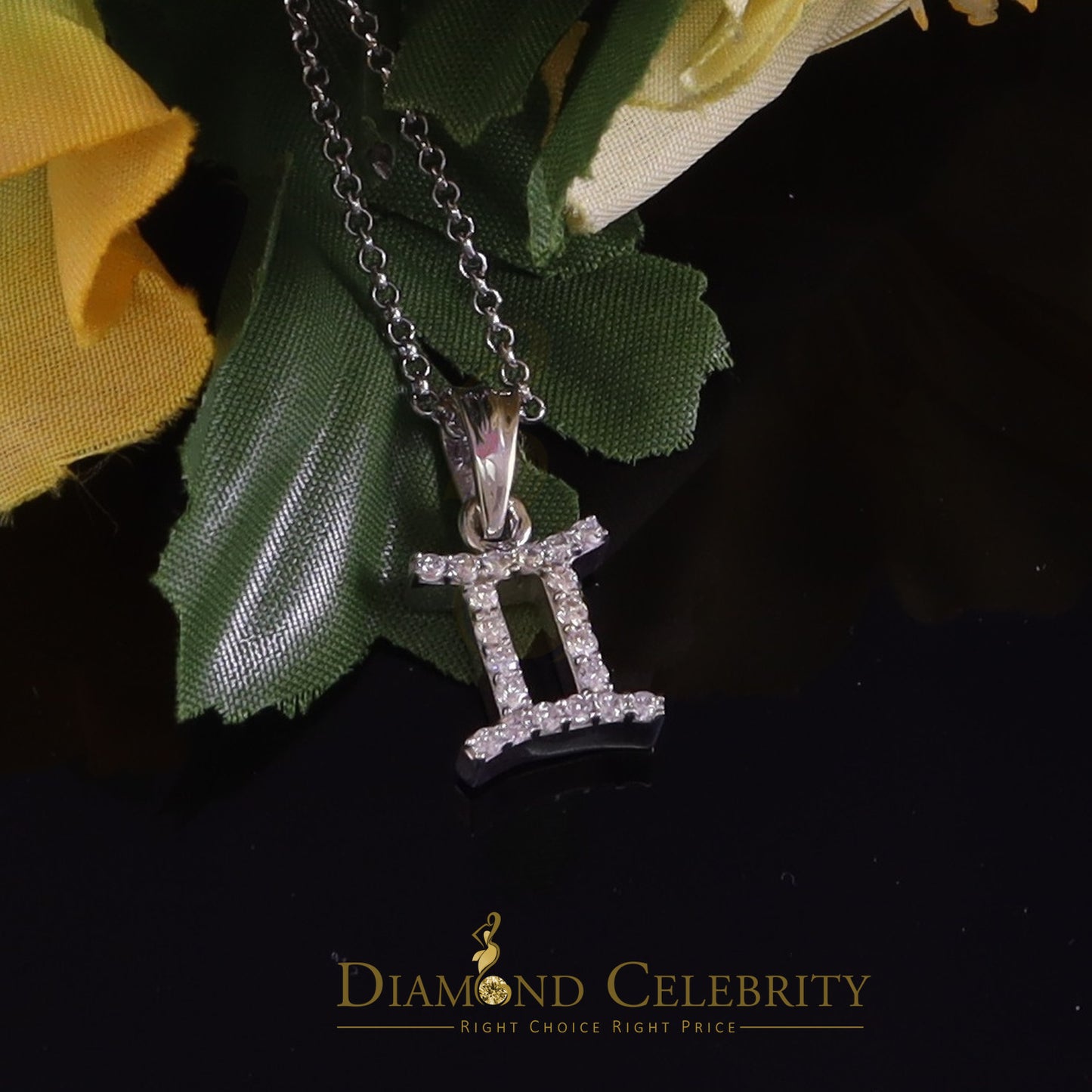 DiamondCelebritees 0.50ct Cubic Zirconia White Silver GEMINI JUNE Month Pendant Men's & Women's
