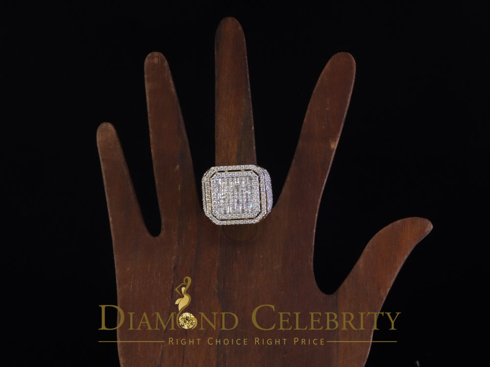 DiamondCelebritees Men's 925 Sterling Silver 6.50ct VVS 'D' Moissanite Square Yellow Rings SZ 10