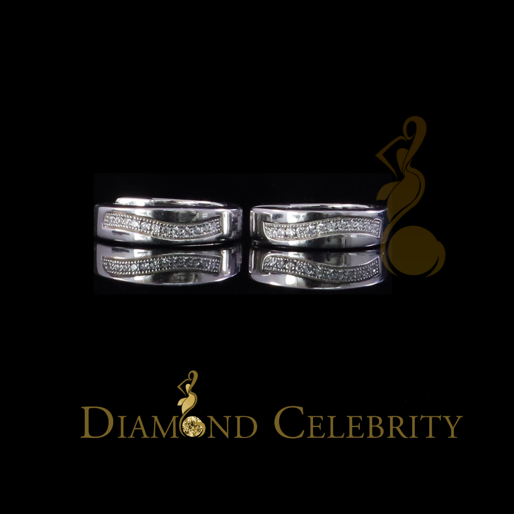 DiamondCelebritees Mens hip hop white Gold 925 Sterling Silver Iced 1 row Huggie Hoop earrings