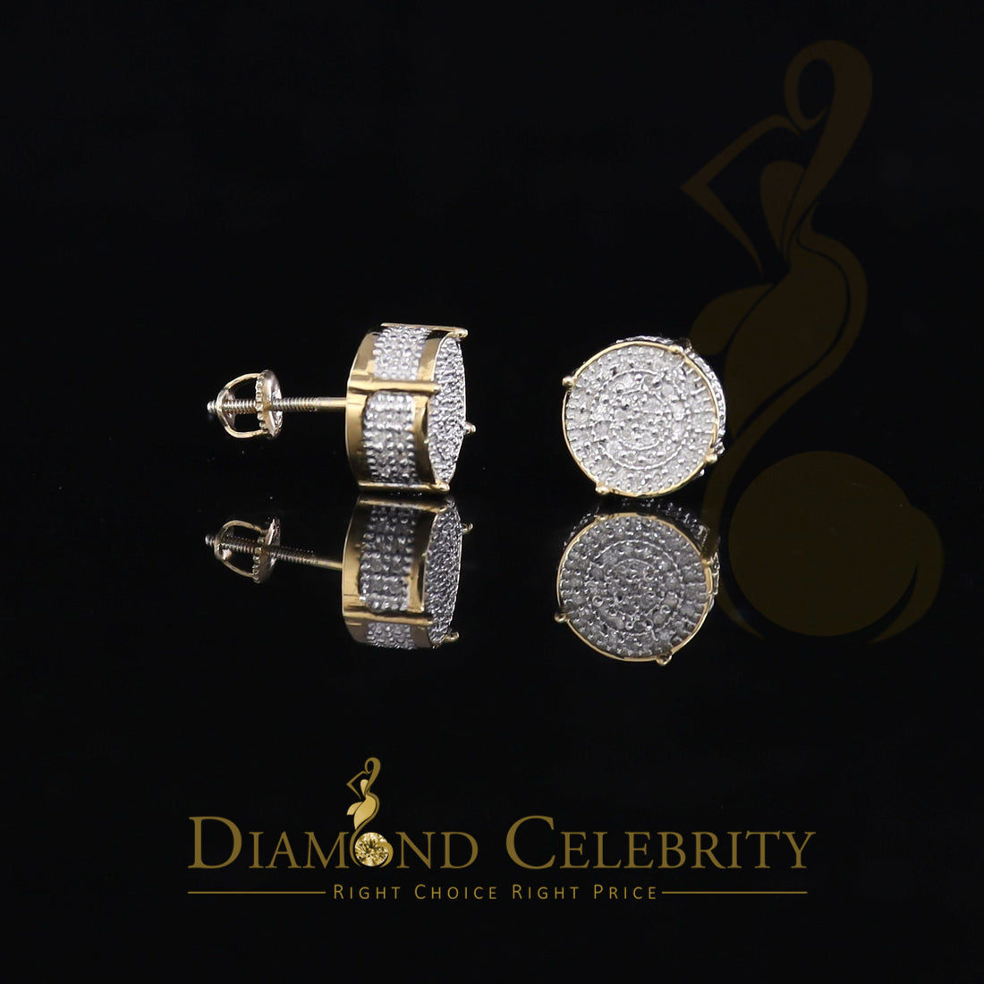 DiamondCelebritees 925 Sterling Silver Yellow Hip Hop 0.40ct Diamond Men's/ Women's Stud Earrings