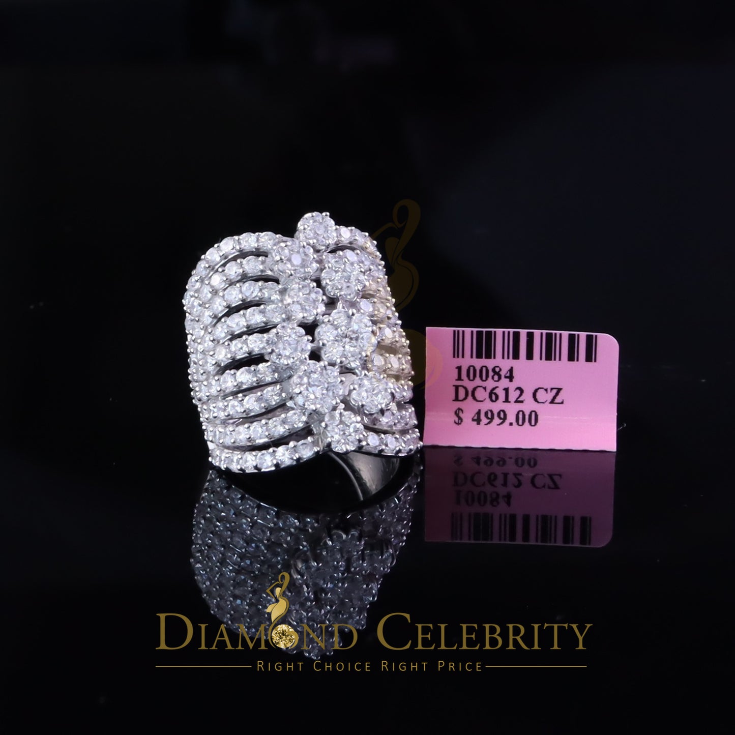 DiamondCelebritees 925 Silver White 7.00 ct Cubic Zirconia Water Fall Fashion Womens Ring Size 5.5