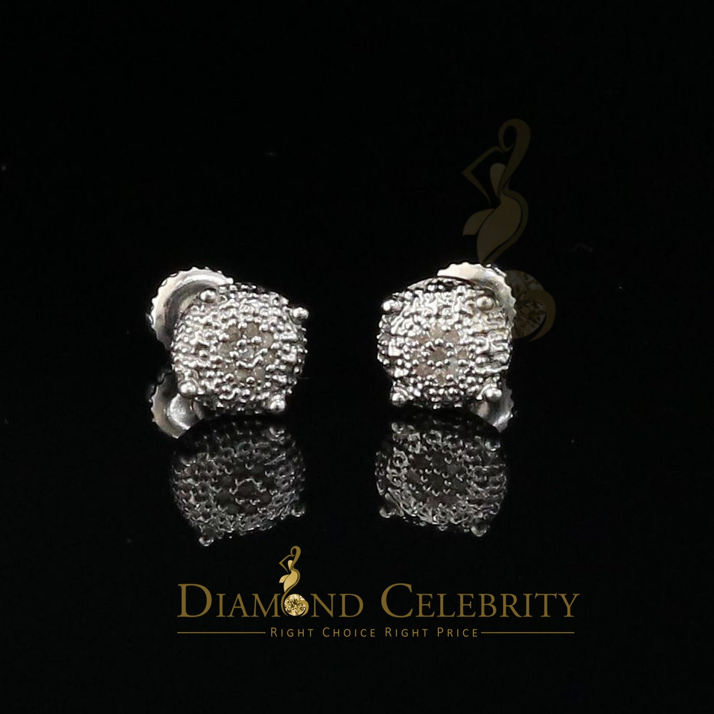 DiamondCelebritees 0.05ct Real Diamond 925 Sterling Silver White For Men's & Women's Round Earring