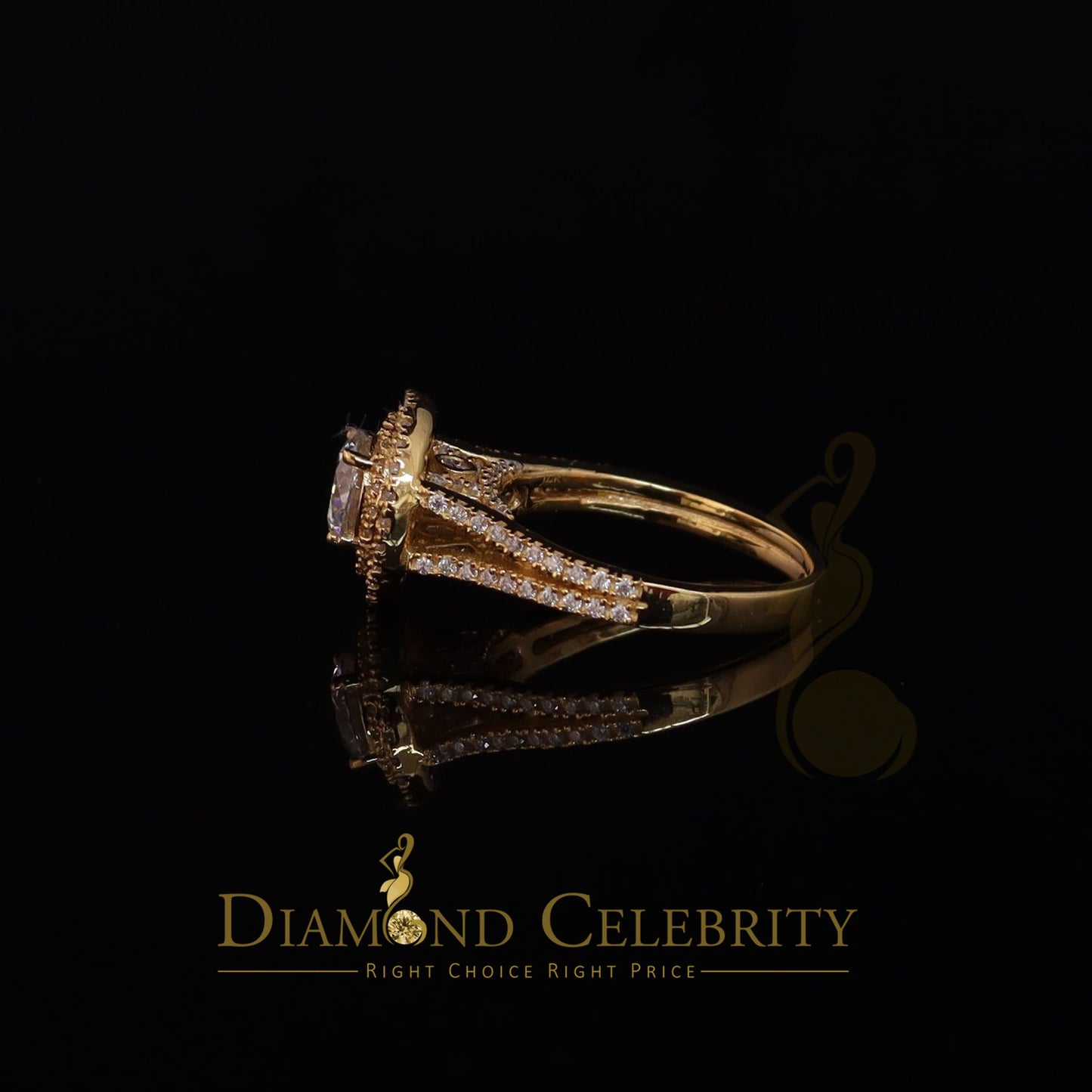 King Of Blings 10K Yellow Gold 2.00CT VVS/ D Color Round Solitaire Moissonite Womens Ring S/7