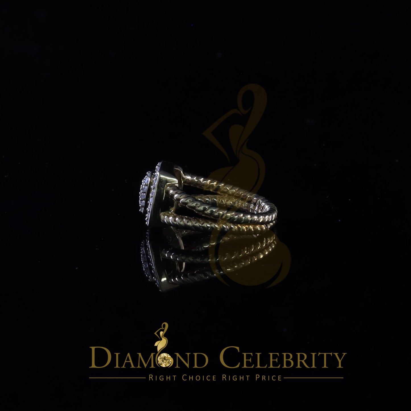 DiamondCelebritees 0.95ct Cubic Zirconia 925 Sterling Yellow Silver Square Womens Ring Size 7.5