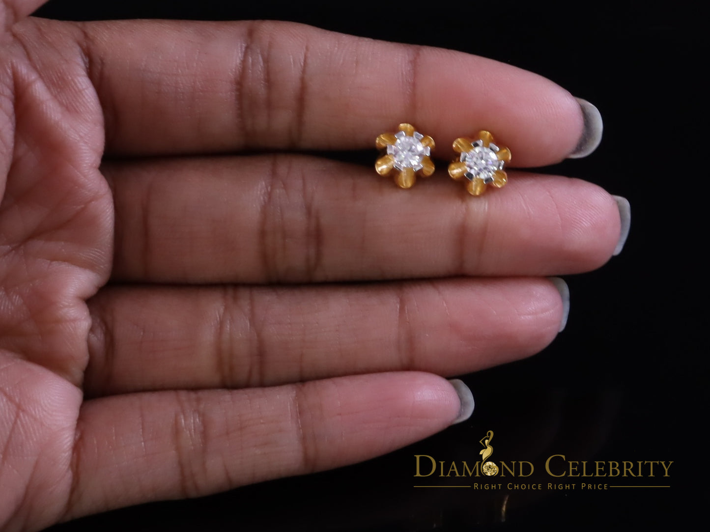 DiamondCelebritees 0.50ct VVS 'D' Moissanite 925 Silver Yellow Buttercup Stud Earrings for Men&Women
