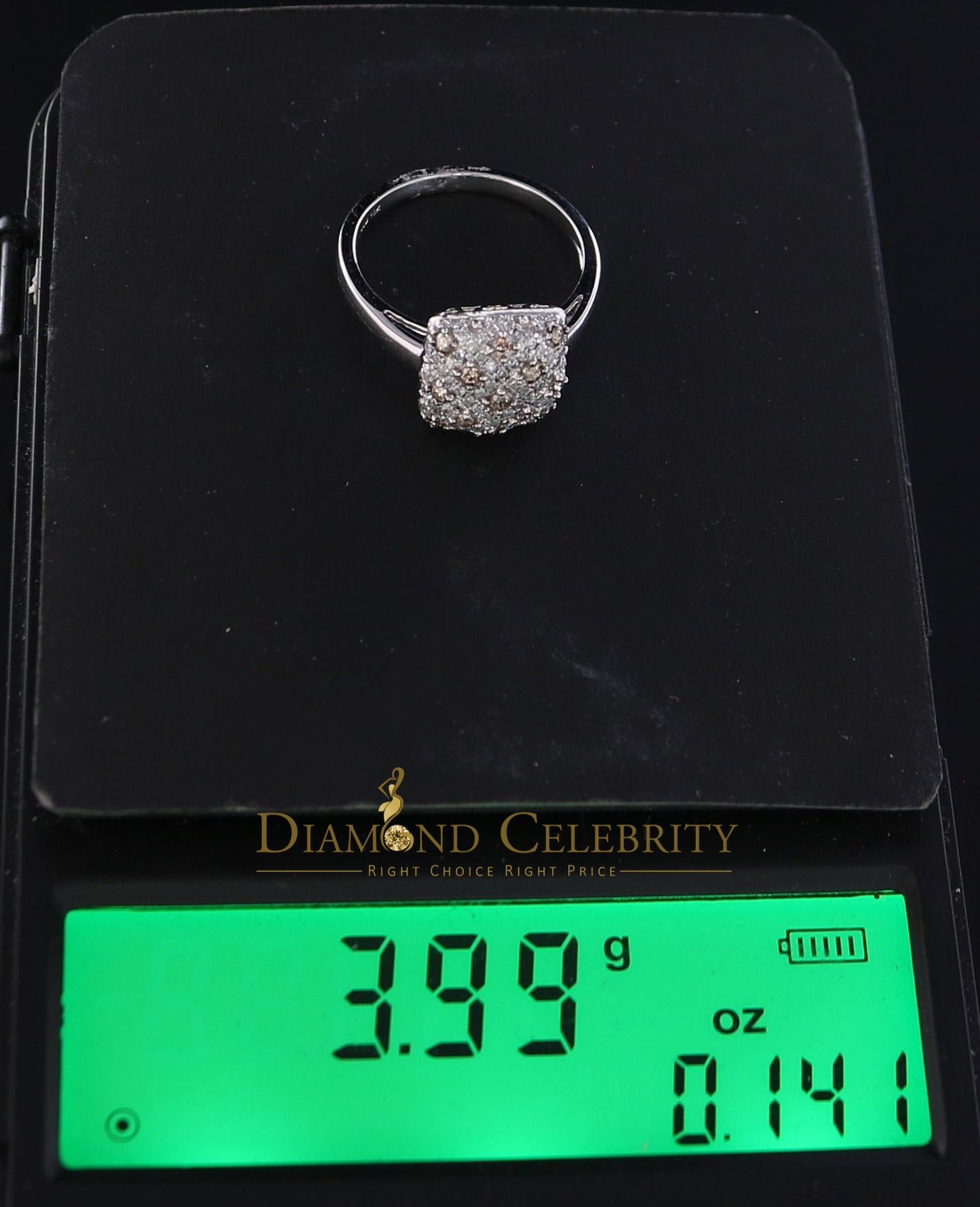 DiamondCelebritees Real 10kt White Gold with 0.50CT Genuine Diamond SQUARE shape Womens Ring Size 7
