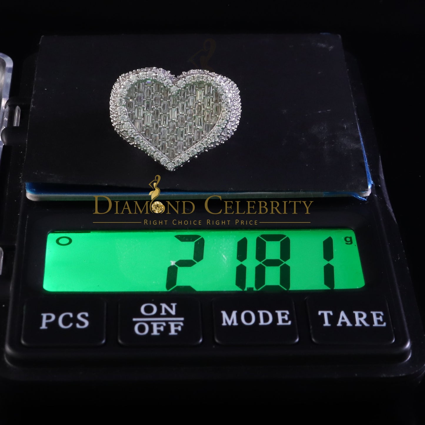 DiamondCelebritees Men's Heart Rings Size 10 White 925 Silver 7.00ct VVS 'D' Moissanite Stone