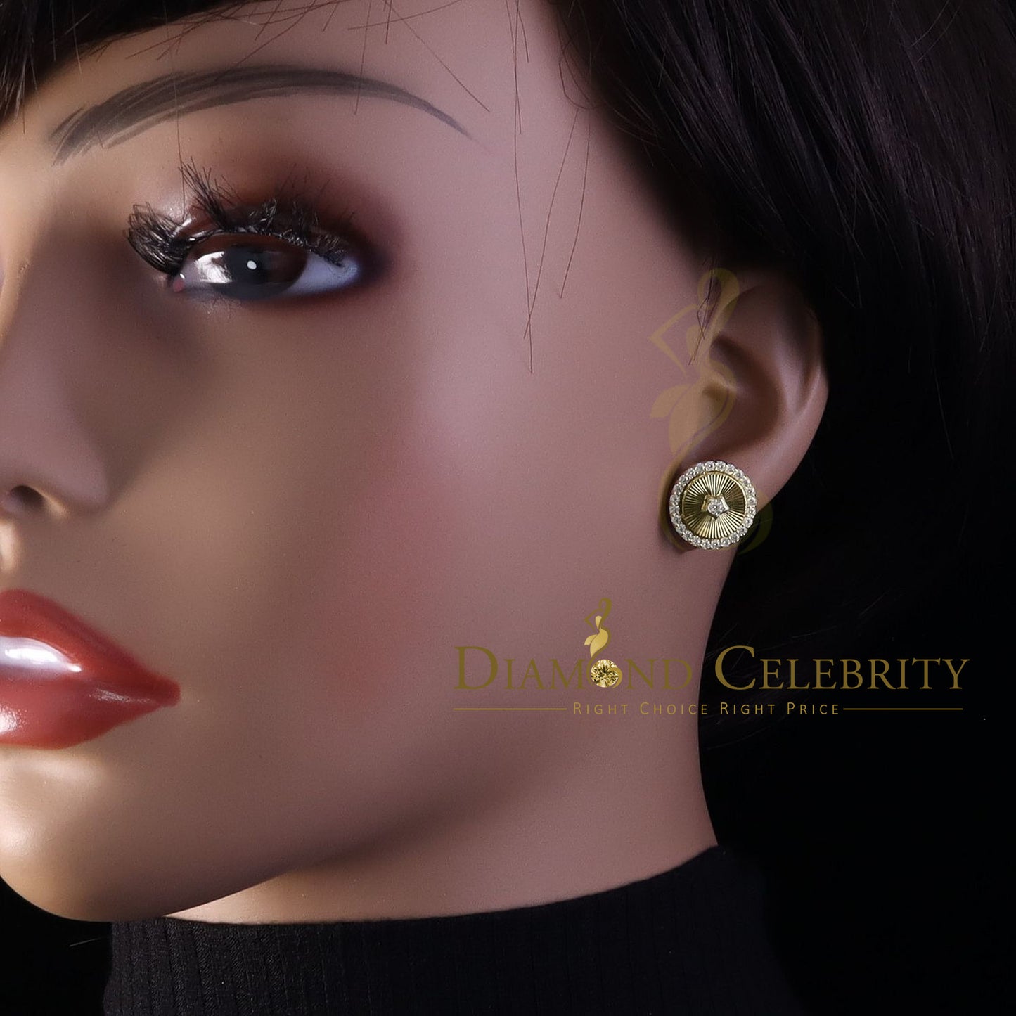 DiamondCelebritees 2.50ct 925 Sterling Silver Yellow Moissanite Round Stud Earrings For Women & Men