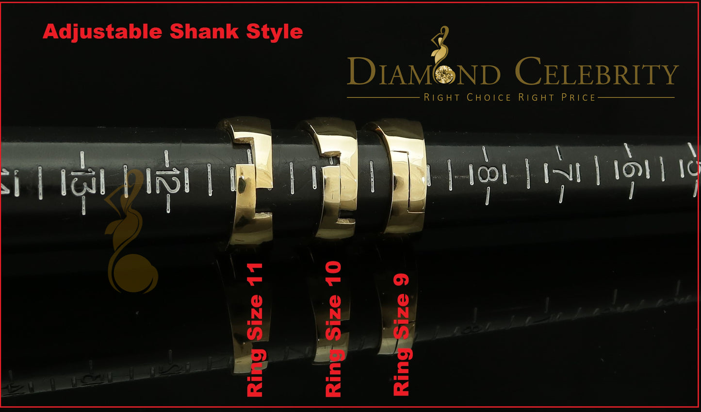 DiamondCelebritees Men's 0.30ct Cubic Zirconia Yellow Silver Round Adjustable Ring From SZ 9 to 11