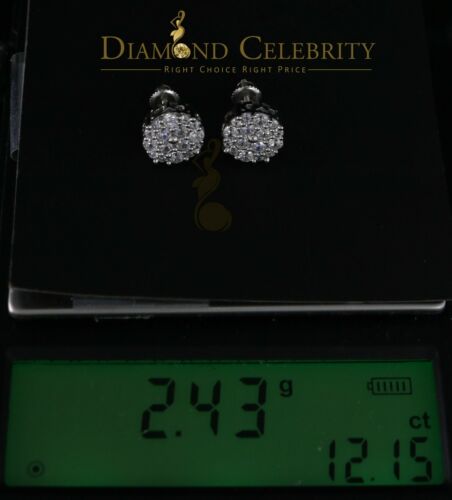DiamondCelebritees 925 Sterling White Silver 2.48ct Cubic Zirconia Round Women's Stud Earrings