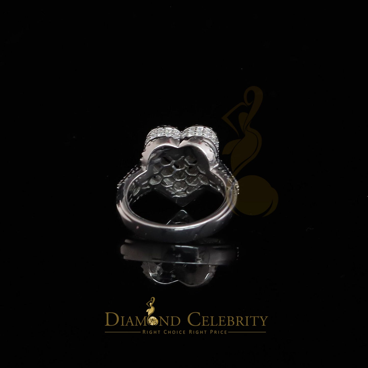 DiamondCelebritees 2.50CT Women's925 Silver White VVS 'D' PINK Moissanite 3D Heart Shape Ring Size7