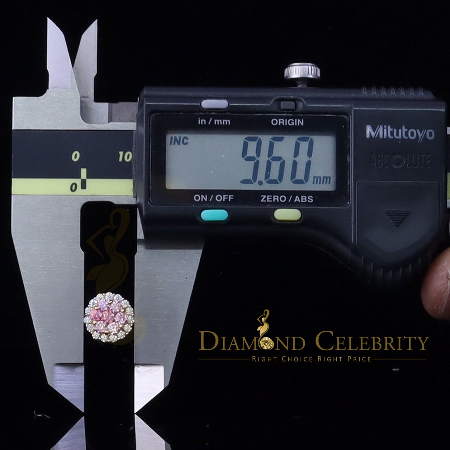DiamondCelebritees Men's/Women's 925 Silver Yellow 1.33ct VVS D Pink Moissanite Round Stud Earrings