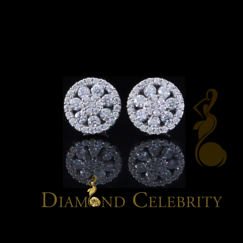 Diamondcelebritees New 0.66ct VVS 'D' Moissanite Men's/Womens 925 Silver White FLoral Stud Earrings