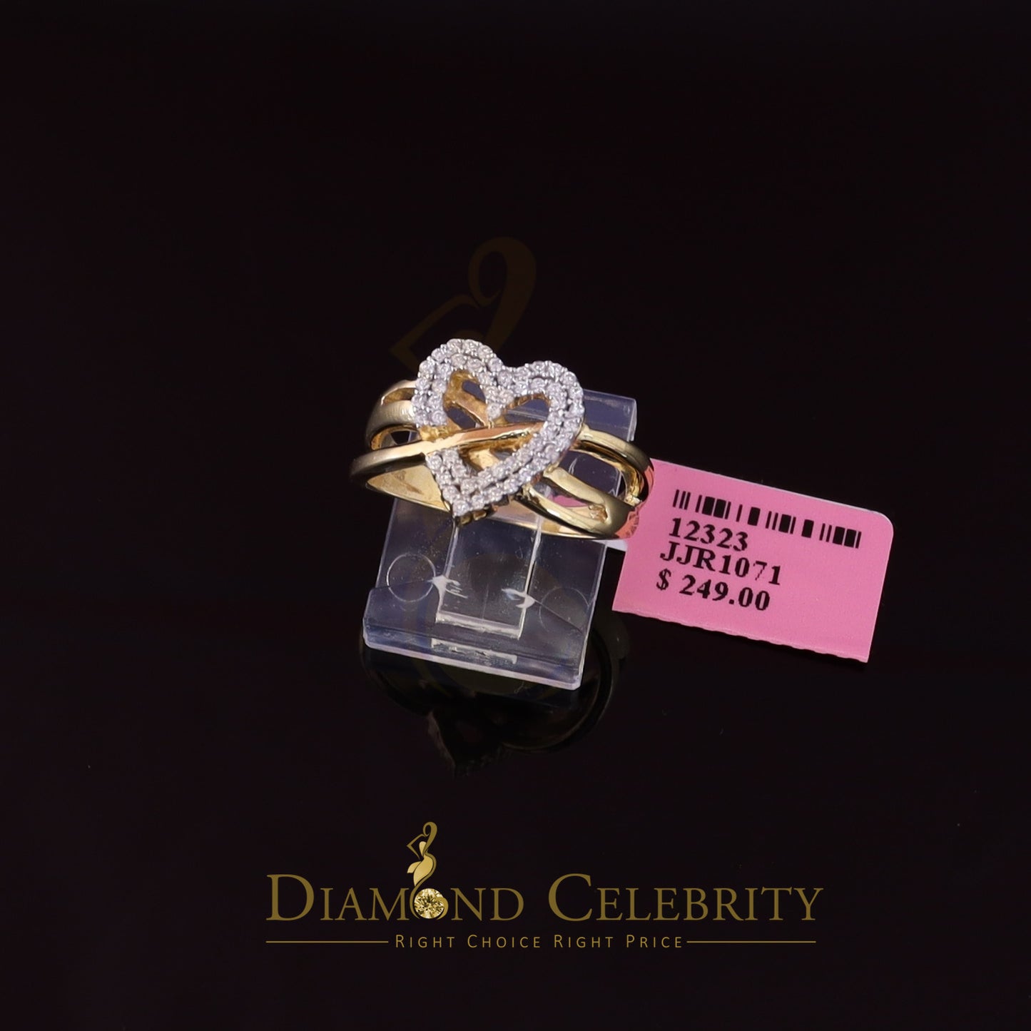 DiamondCelebritees 925 Silver 0.52ct Shiny Cubic Zirconia Yellow Heart Engagement Womens Ring SZ 7