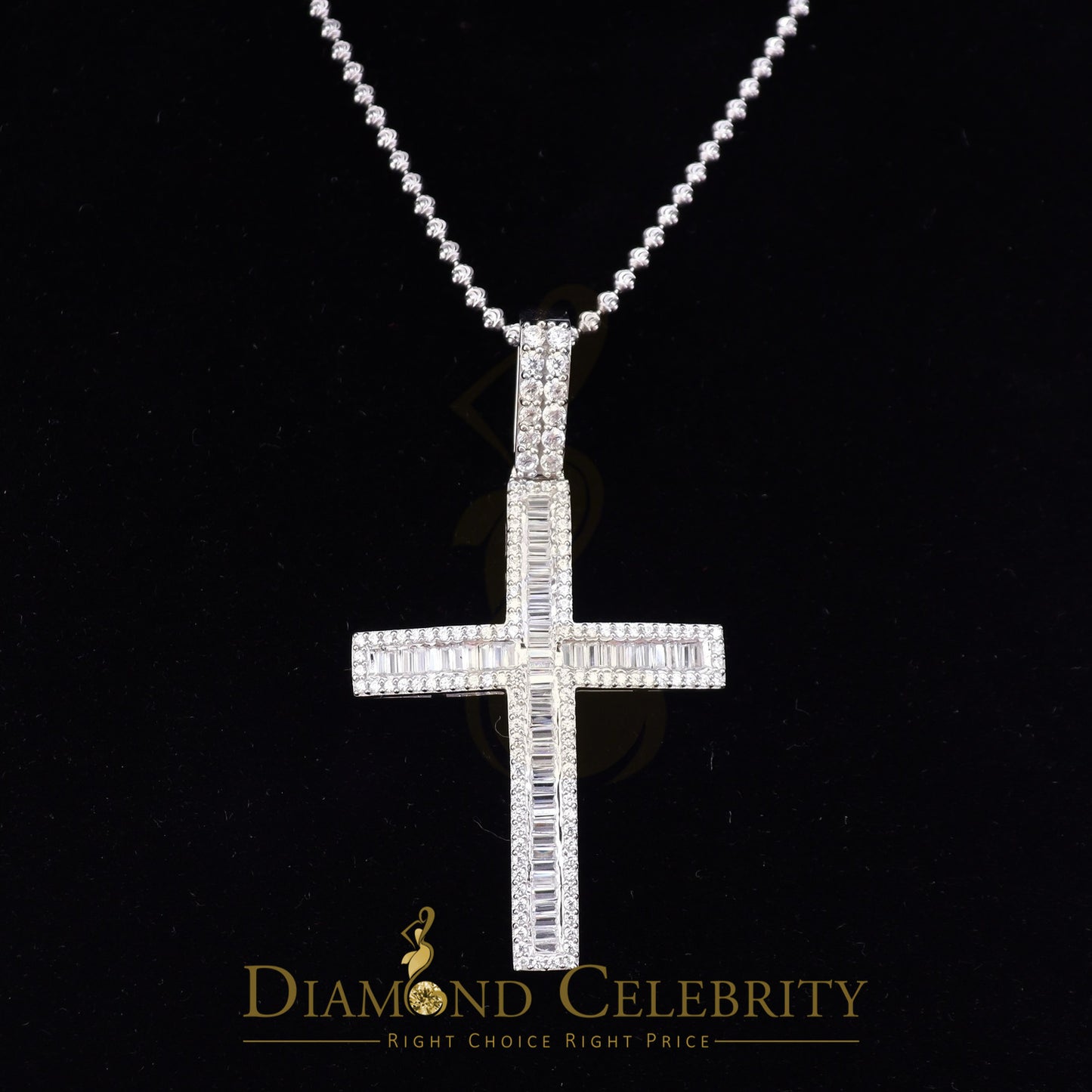 DiamondCelebritees Attractive 925 Sterling Silver Bug CROSS Pendant White 4.52ct Cubic Zirconia