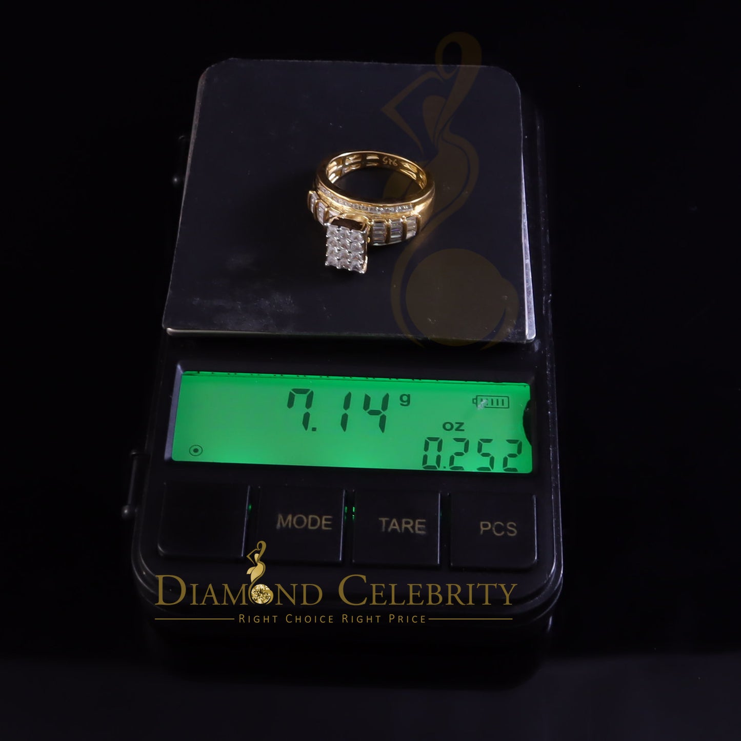 DiamondCelebritees 925 Yellow Sterling Silver Cubic Zirconia 2.80ct CinderellaWomens Ring Size 7