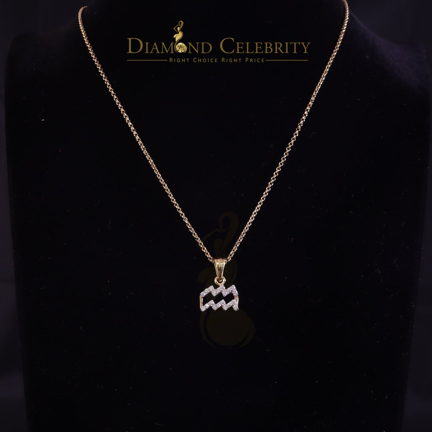 DiamondCelebritees 0.50ct Cubic ZirconiaYellow Silver AQUARIUS FEBRUARY Month Pendant Men & Women