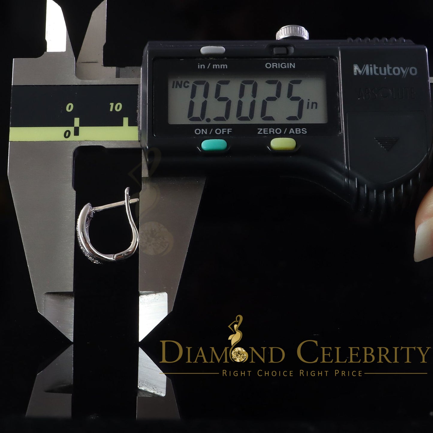 DiamondCelebritees white Gold 925 Sterling Silver Mens hip hop Iced 3 row Huggie Hoop earrings